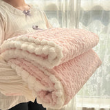 Triogift  Multifunctional faux fur winter blanket with zipper 3D rose bed linen plush sofa blankets Microfiber bedding quilt Duvet cover