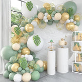 Triogift  Retro Green Balloon Garland Arch Kit Wedding Birthday Balloons Decoration Party White Balloons For Baby Shower Decor Supplies