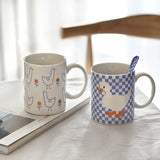 Triogift  -  Ins Korean Cute Cartoon Duck Mug Girl Breakfast Milk Coffee Oat Cup Office Water Cup