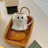 Triogift  -  Cute Ghost Water Cup Breakfast Milk Cup Creative Ceramic Mug Afternoon Tea Coffee Cup Household Drinking Halloween Gift