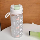 Triogift  -  Kawaii Water Bottle  Tumbler With Straw Handle Aesthetic Cute Tritan Korean Coffee Tea Juice Cup School Drinking Bottle 600ml