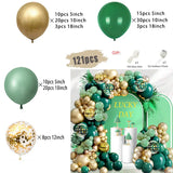 Triogift Jungle Safari Dark Green Balloon Garland Arch Kit Kid Birthday Party Supplies Gold Confetti Latex Ballons Baby Shower Decoration