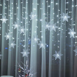 Triogift  3.5M Christmas Snowflake LED String Lights Flashing Fairy Lights Curtain Lights Fancy Holiday Party New Year Decoration