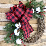 Triogift 6m Christmas Plaid Ribbon Snowflake Buffalo Plaid Linen Ribbons Xmas Tree DIY Bows Christmas Wreath Gift Wrapping Ribbon Decor