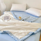 Triogift  Double-sided Air Conditioner Comforter Solid Summer Quilt Blanket bed cover seersucker quilt single double bedding