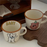 Triogift  -  300ml Bear Dog Ceramic Cups Ceramic Funny Cartoon Animal Tea Milk Cup Girl Heart Cartoon Mug Couple Breakfast Water Cup Milk Cup