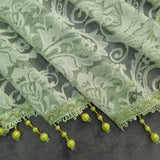 Triogift Green Valance Sheer Drape for Small Window Short Curtain With Lace Beads Bottom Kitchen Home Decoration Blinds #E