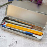 Triogift  1pc Metal Pencil Pen Box Fountain Pen Case Storage Gift Box Tinplate Box Pencil Stationery Organizer Large Capacity Rectangular