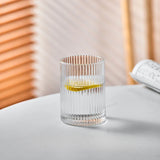 Triogift  -  1pc 280ml 450ml Straight Vertical Striped Glass Cup Suitable for Coffee Latte Juice Milk Fruit Tea in Home Wine Beer Glass Cups