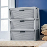 Triogift Sterilite Storage Box Organizer 3 Drawer Cross-Weave Tower Cement