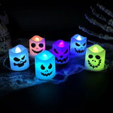 Triogift 6pcs Halloween Led Ghost Pumpkin Candle Light Glowing Lamp Halloween Party Home Bar Decoration Haunted House Horror Props