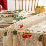 Triogift Christmas Tablecloth Jingle Bell Embroidery Lace Living Room Kitchen Rectangular Non-slip Hollow Out Xmas Decoration Cover Cloth