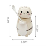 Triogift  -  1pc Cute Cat Ceramics Coffee Mug with Spoon Novelty Gift Drinkware Milk Tea Couple Cup Kitchenware Birthday Gift Home Decoration