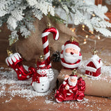 Triogift 2pcs Christmas Tree Ornaments Snowman Crutch Elk Xmas Tree Pendant Christmas Decoration for Home New Year Gifts Kids Toys