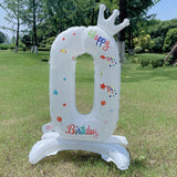 Triogift  32 Inch White Crown Number Balloons 0-9 Digital Balloons For Birthday Party Anniversary Decoration Baby Shower Balloons