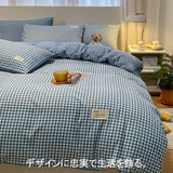 Triogift  Professional Checkered Retro Grid Comforter Bedding Sets Cotton Bedding Set Bedding Jacquard King Linen Bed Duvet Cover Size