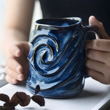 Triogift 500ml Leaf Pattern Ceramic Coffee Mug Large Capacity Frosted Water Cup Office Coffee Tea Cup Kitchen Utensils