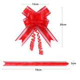 Triogift 20/10pcs Gift Hand Drawn Flowers Decoration Wedding Car Gift Packing Pull Bow Ribbons Plastic Flores Party DIY Festive Suppy