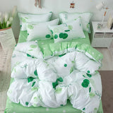 Triogift Korean style ins pastoral green four piece bedding set, small fresh girl heart, student bed sheet, quilt set, three piece set