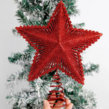 Triogift 25cm Red Glitter Christmas Tree Topper Iron Star Christmas Decor For Home Xmas Tree Ornaments Navidad New Year 2025 Natal Noel