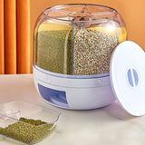 Triogift 6KG Rotatable 360 Degree Rice Dispenser Sealed Dry Grain Bucket Dispenser Moisture-proof Kitchen Food Container Storage Box