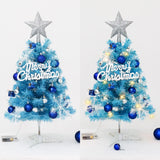 Triogift Hot Sale 45/60cm Mini Christmas Tree With lights Blue Christmas Tree Desktop Mini Christmas Miniature Pine With Ornaments