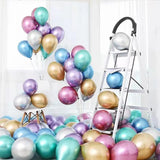 Triogift 10Pcs Metal Latex Balloons Christmas Baby Shower Balloons Wedding Halloween New Year Ball Shape Birthday Party Decorations