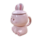 Triogift Cute INS Style Ceramic Mug Creative Kawaii Rabbit Coffee Cup Couples Cup Breakfast Milk Tea Mug Valentine's Day Gift