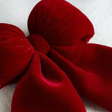 Triogift Christmas Bow Decoration Velvet Red Bow Knot Baubles Hanging Ornaments DIY Xmas Trees Pendant For Holiday Home Party Decorations