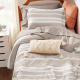 Triogift Comforter Set, Striped Bedding Set All Season, Bed in a Bag with Comforter, Sheets, Pillowcases & Shams, Twin, Cal King