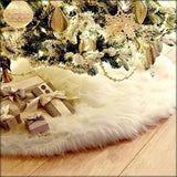 Triogift  Christmas Tree Skirts 78/90/122cm White Plush Mat Navidad Plush Skirt Xmas Tree Base Mat Ornament New Year Christmas Home Decor