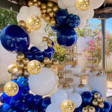 Triogift Navy Blue Balloons Garland Arch Kit White Gold Confetti Latex Balloon Kids Birthday Party Wedding Anniversary Baby Shower Decor