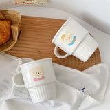 Triogift  -  Ins Korean-style Ceramic Mug Cartoon Bear Breakfast Milk Cup Large Capacity Cute Simple Household Water Cup