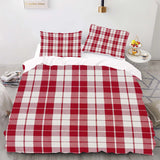 Triogift  Red Plaid style Digital Printed Duvet Set - Polyester - Bedroom Decor -1 bed cover +2 pillowcases (no pillow core)