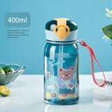 Triogift  -  1pc 400ml Kids Water Sippy Cup With Straw Cartoon Leakproof Water Bottles Outdoor Portable Drink Bottle Children's Lovely Cup