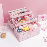 Triogift Children's Hair Accessories Storage Box Baby Head Rope Hairpin Rubber Band Organizer Case Cute Girl Jewelry Box Desktop Decor