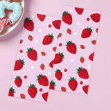 Triogift 25/50/100pcs Strawberry Theme Party Candy Gift Bags Biscuit Packing Bag Birthday Party Decor Strawberry Party Baby Shower Decor