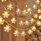 Triogift  Christmas Snowflake String Lights LED Fairy Lights USB/Battery Powered Garland 2024 New Year's Wedding Party Xmas Decorations