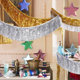 Triogift Foil Fringe Tinsel Garland Creative 2M 4 Layers Foil Banner Birthday Party Wedding Decoration Christmas Home Wall Decor