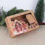 Triogift Christmas Candy Cookies Boxes Kraft Paper Gift Box Food Bakery Treat Boxes with Clear Window Navidad decor Xmas Gift Bag Noel