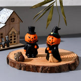 Triogift Funny Halloween Funny Pumpkin Man Craft Resin Pumpkin Man Desktop Ornament Figurine Witch Top Hat Packs Realistic Ghost Figurine