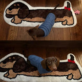 Triogift Cute Dachshund Dog Carpet Stain Resistant Imitation Cashmere Carpet Living Room Sofa Children's Room Bedside Mat Home Decoration