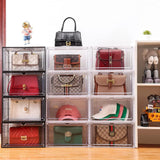 Triogift Purse and Handbag Storage Organizer for Closet,Plastic Storage Boxes with Acrylic Magnetic Door for Wallet