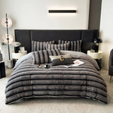 Triogift Faux fur Bed linen warm winter bed cover full set Microfiber Duvet cover bed sheets set double bed Bedding set Quilt cover set