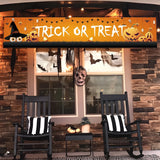 Triogift Halloween Trick Or Treat Banner Happy Halloween Decoration For Home Pumpkin Bat Ghost Print Backdrop Horror Party Suppiles