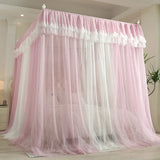 Triogift  Palace bed Mosquito Net Bed Canopy Double Layer Bed Valance for bedroom wedding decoration bed Curtains + stainless steel frame