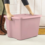 Triogift Sterilite 18 Gallon Tote Box Plastic, Blush Pink, Set of 8