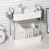 Triogift  -  INS 2Layers Desktop Skin Care Products Storage Rack Home Seasoning Bottle Cups Rack Study Bookshelf Stationery Sundry Organizer