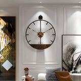 Triogift Clock Wall Home Decor Modern Wooden Walnut Dial Wall Clock Study Decoration Living Room Decoration Kitchen Bedroom Decororation