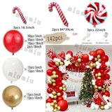 Triogift Christmas Balloon Set Candy Cane Aluminum Red Green Christmas Tree New Year Party Balloon Chain Arch Decoration Supplies Gifts